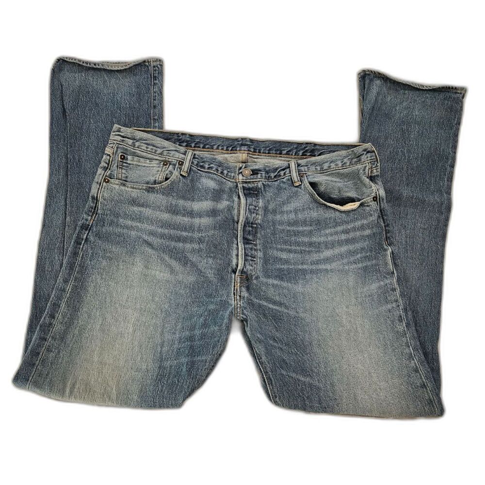 Levi’s 501 Jeans Original Fit Blue Denim Straight Leg Button Fly Mens 40x34